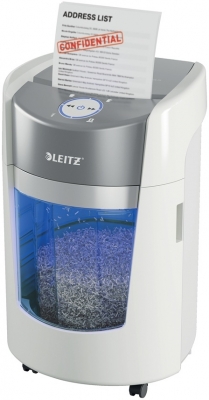 Distrugator Leitz IQ OptiMax Home Office, 350 Micro Cut P5, 22L, Alb